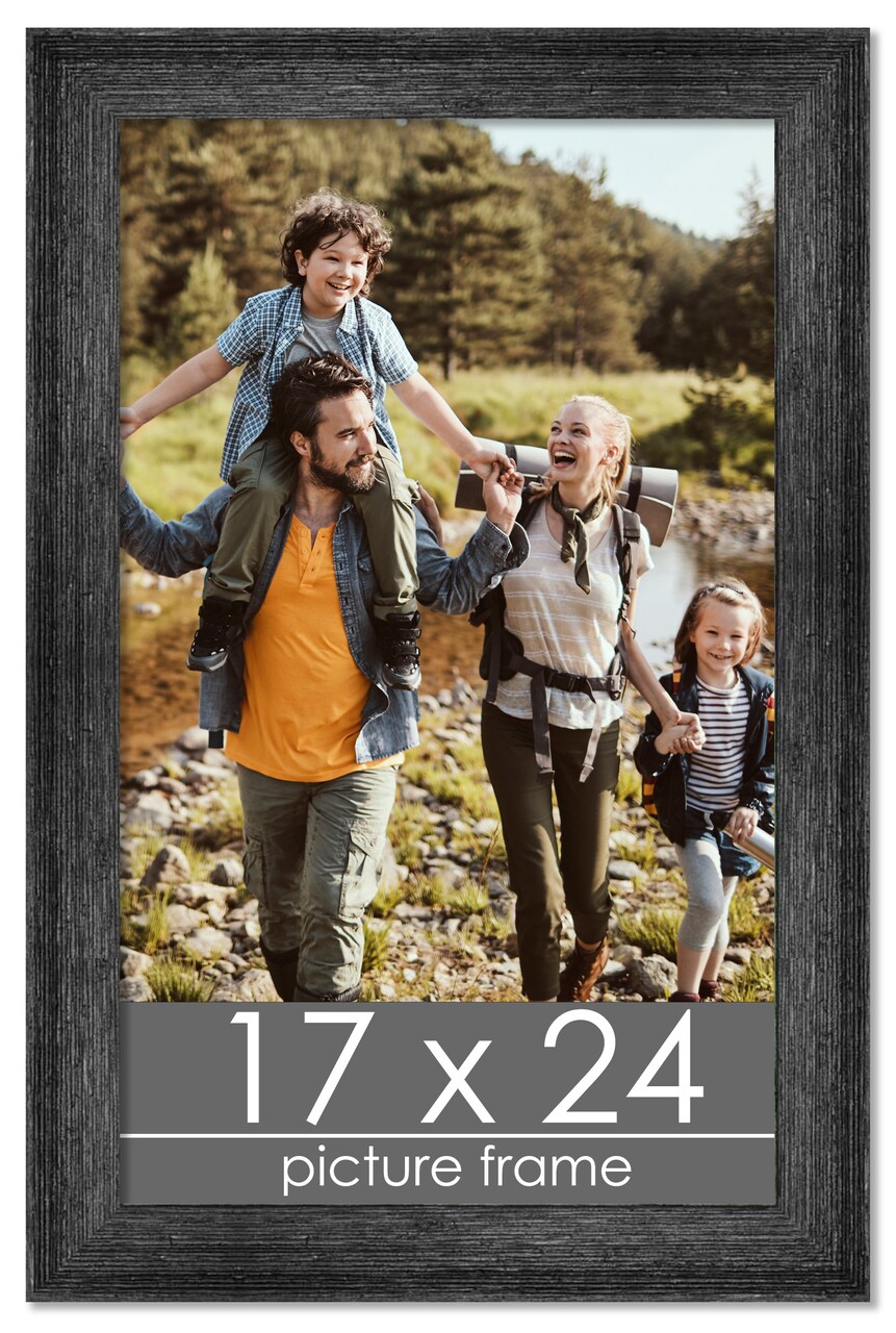 17x24 Wide Barnwood Picture Frame with UV-Resistant Acrylic & Acid Free Backing, Available in 6 Paint Finishes - Grey, Brown, White, and Black